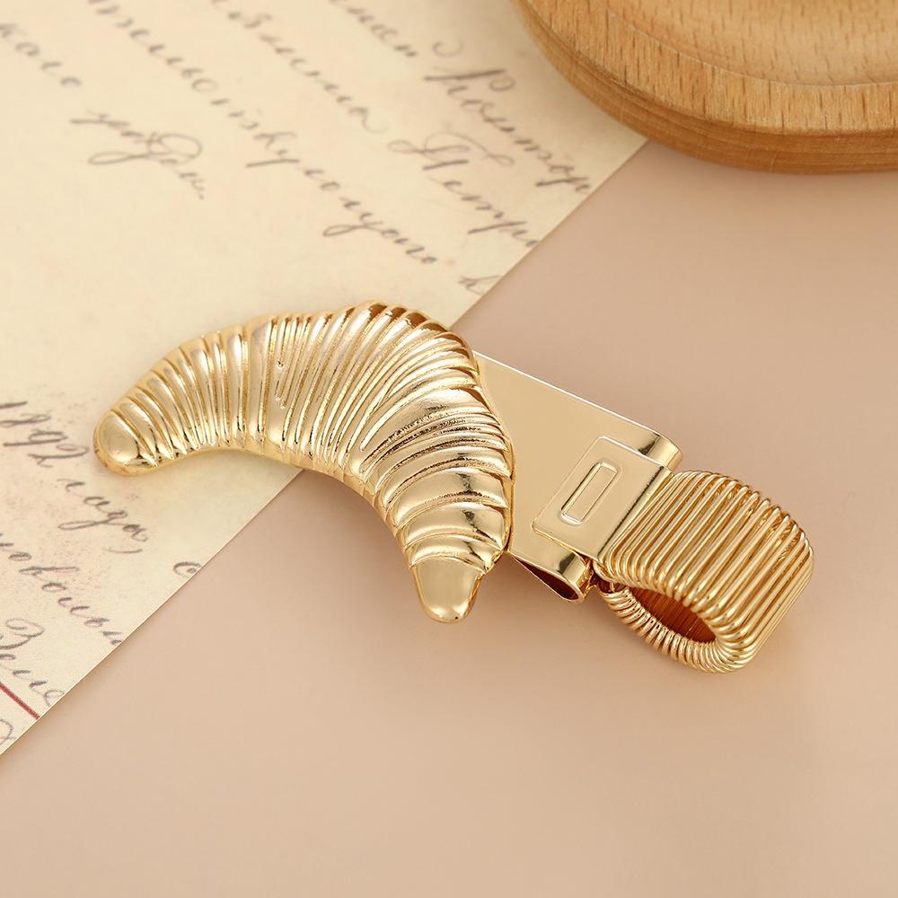 Elegant Metal Pen Clip Holder Croissant Shape Loop Pen Organizer Portable Bakery Pen Clip Office