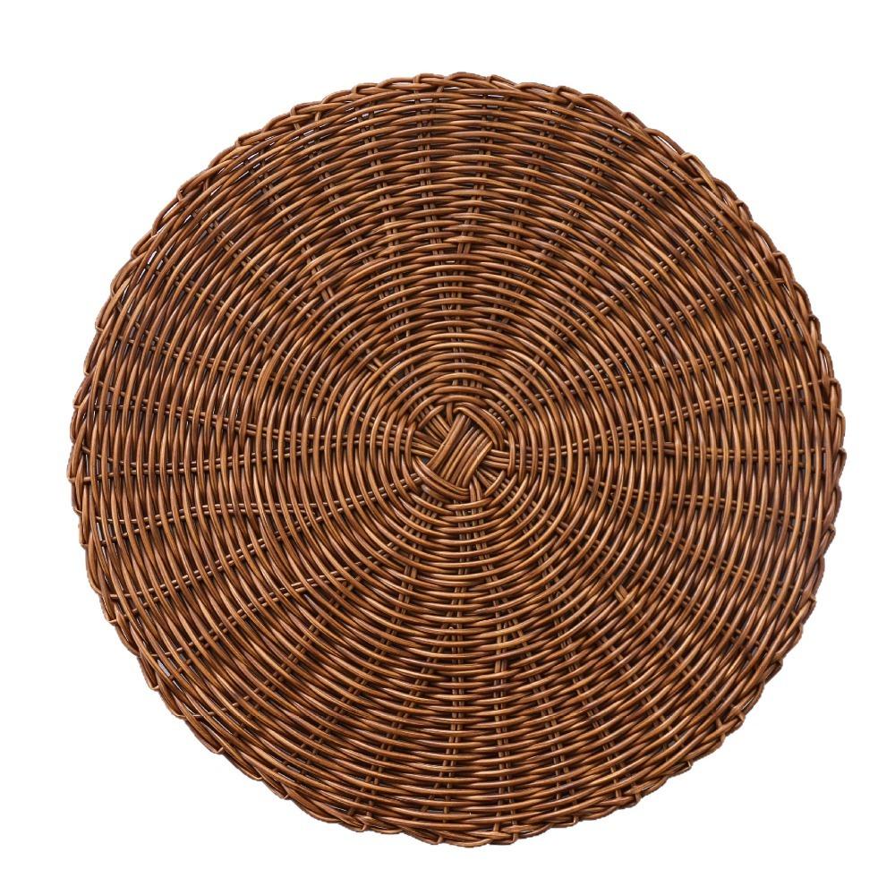 

Imitation Rattan Heat-insulating Pad Round Coaster Pastoral Tableware Mat Living Room коричневый