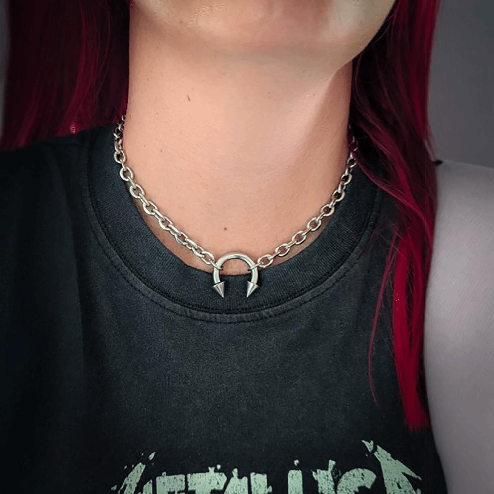 Neue Mode Punk Nasenclip Halskette Geometrisch Retro Choker Halskette Gothic Dicker Runder Ring Punk Stil Kette Geschenke