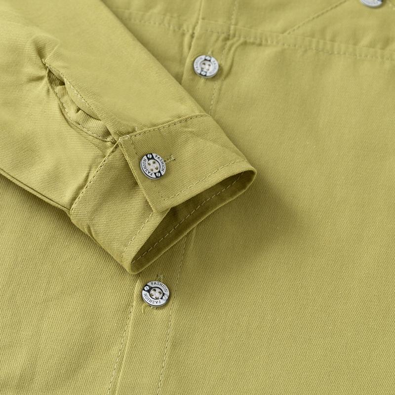 Boys' Solid-Color Stand-Up Collar Long-Sleeve Shirt for Spring and Fall
