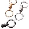 Creative Metal Double Loop Keychain with Pendant – Stylish Spring Ring Design