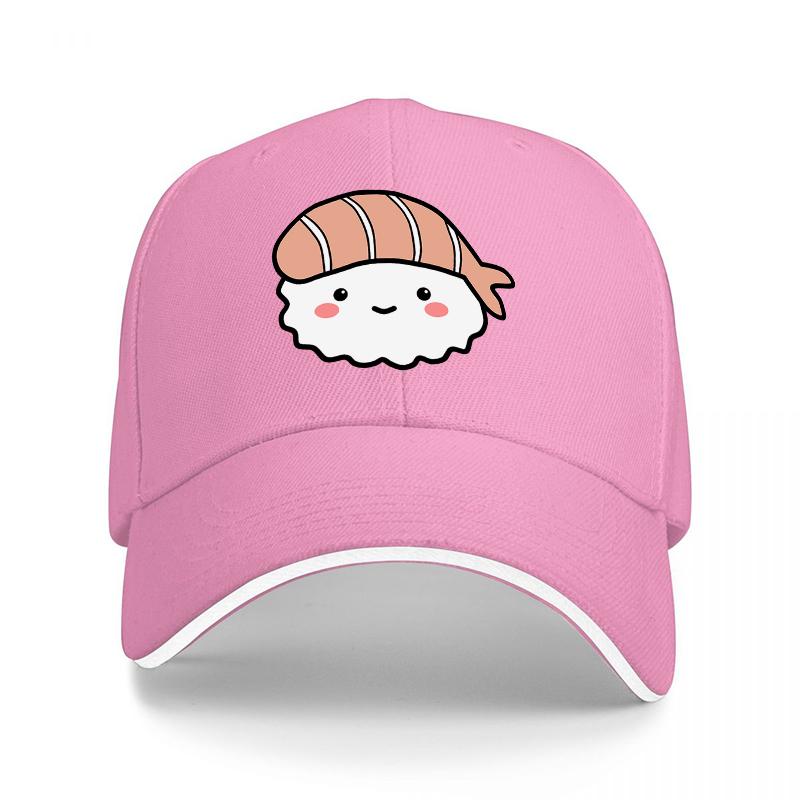 Cute Sushi Character Baseball Cap Black Hat with Adorable Kawaii Design for Food Lovers and Fashion Enthusiasts