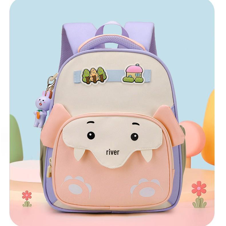 Mochila Escolar Infantil Estilo Japonês com Blocos de Cor para Crianças, 1º ao 3º Ano