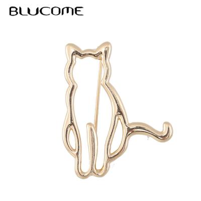 Neue Mode Glatte Oberfläche Katze Brosche Kreative Gold Farbe Legierung Tier Pin Vielseitige Frauen Zubehör