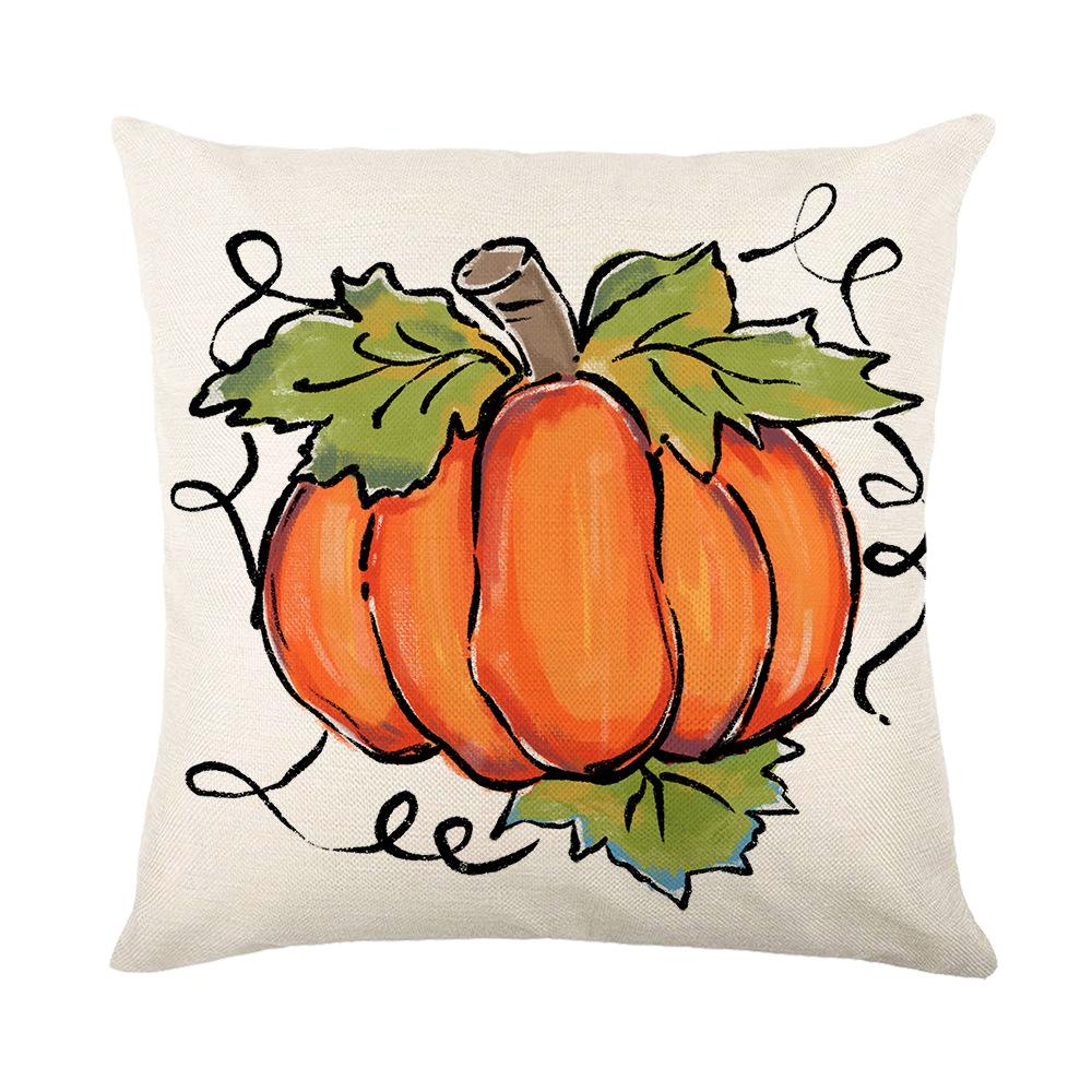Harvest Pillow Cover Pumpkin Linen Print Home Living Room Sofa Cushion Cover Pillow Cover