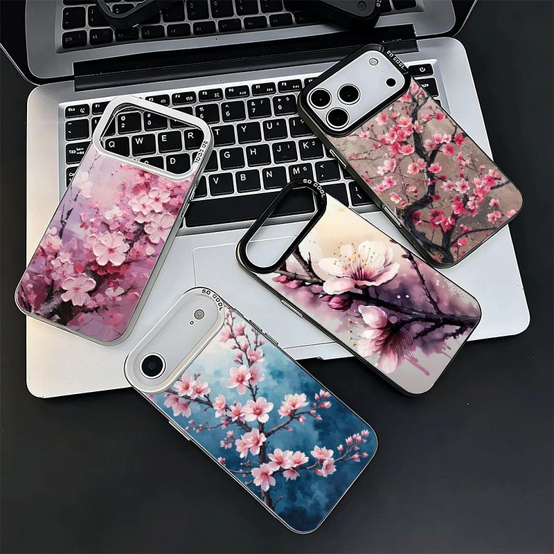 Cherry Blossom Sakura Fashion Soft Phone Case for iPhone 15 16 17 Pro Max 17Air 16E 14 Plus 13 12 Mini Shockproof Cover Back She