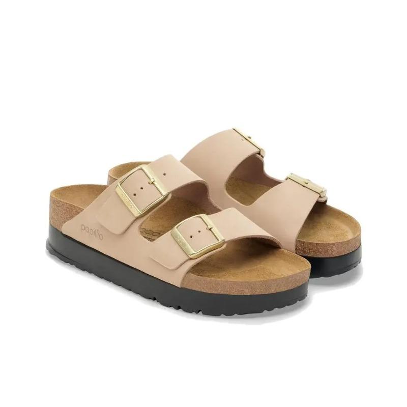 Birkenstock Arizona PAP Flex Platform Unisex Stylish Comfort EVA Wear-resistant Slide Sandals Beige 1028379 35