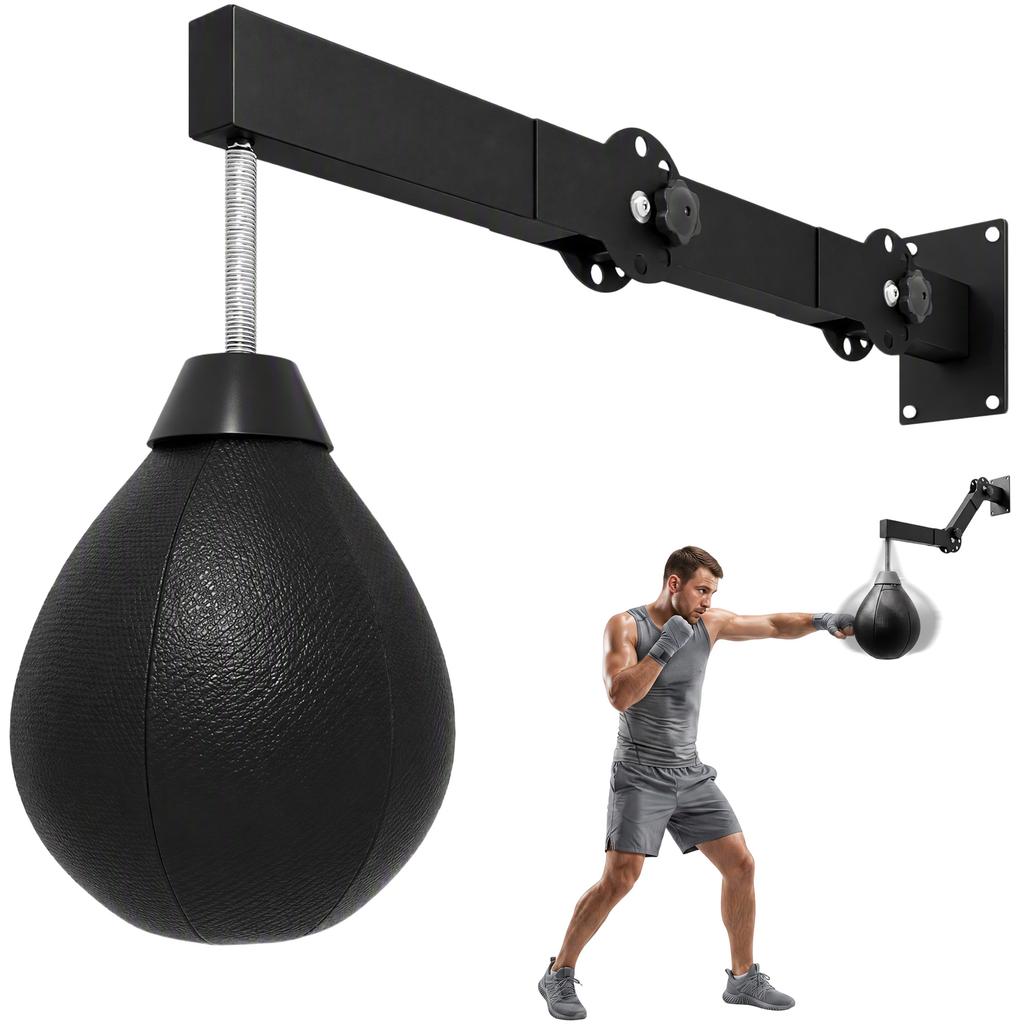 Wall Mount Speed Bag, Height Adjustable Boxing Speed Bag with Manual Air Pump and Wrenches, Home Gym Workout Equipment