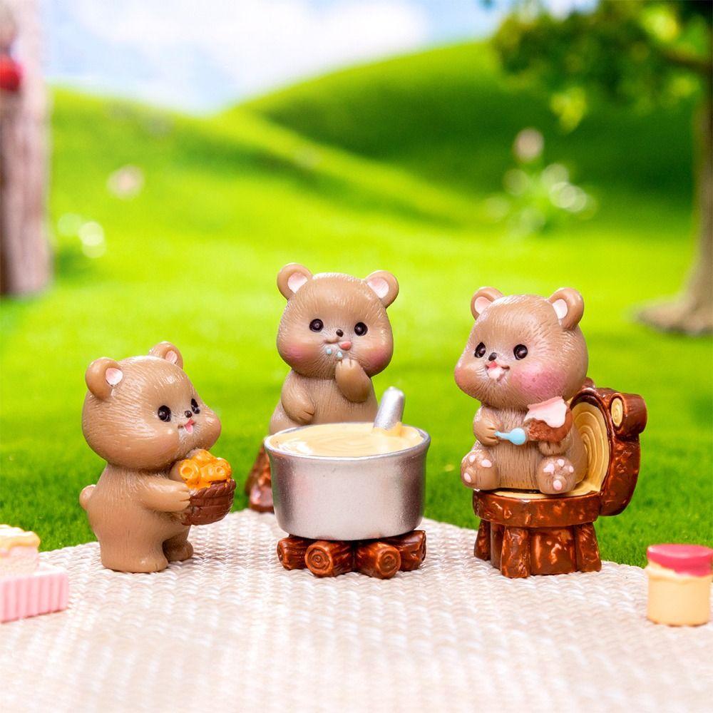 Kids Toy Miniature Cartoon Bear Figurines Crafts Bonsai Micro Landscape Furniture  Home Decoration