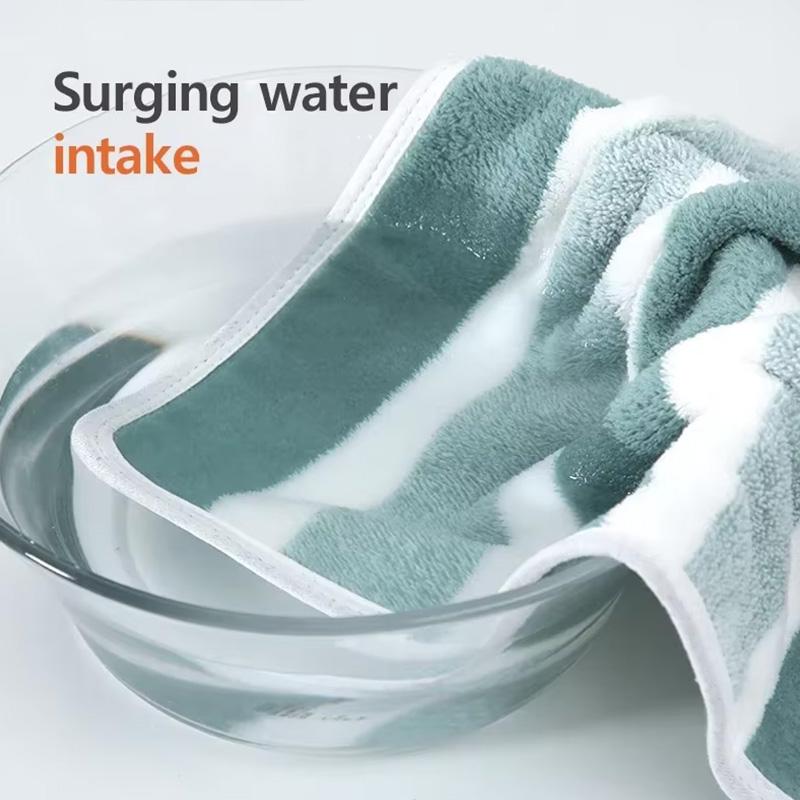 6 pcs Striped Towels Set Quick Dry Absorbent Bathroom Towels - 2 Bath Towels 2 Face Towels And 2 Washcloths