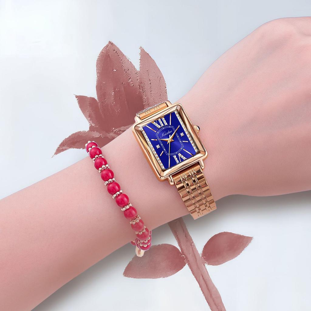 Petite Montre Carrée Femme Niche Luxe Léger Carrée Rétro Incrustée de Diamants Mode Étanche Tempérament Montre à Quartz