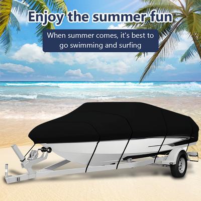 14-16FT/530*290cm 210D Oxford Cloth Waterproof Universal Boat Cover Speedboat Sailing Boats Cover for Yachts Motors Rowing Boats
