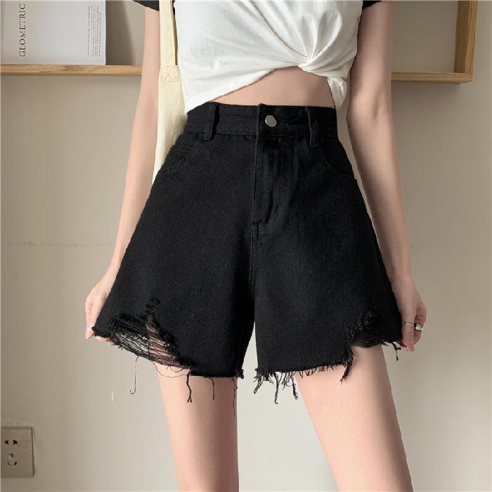 852 Women s High-Waisted Wide-Leg Denim Shorts, Korean Style, Loose Fit 2XL
