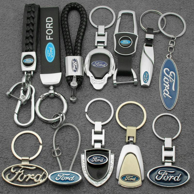 AAAMP1 3D Metal/Leather Car Keychain Badge Emblem Key Chain Rings For Ford Transit Fiesta Focus Mondeo Kuga Ranger Mustang Accessories