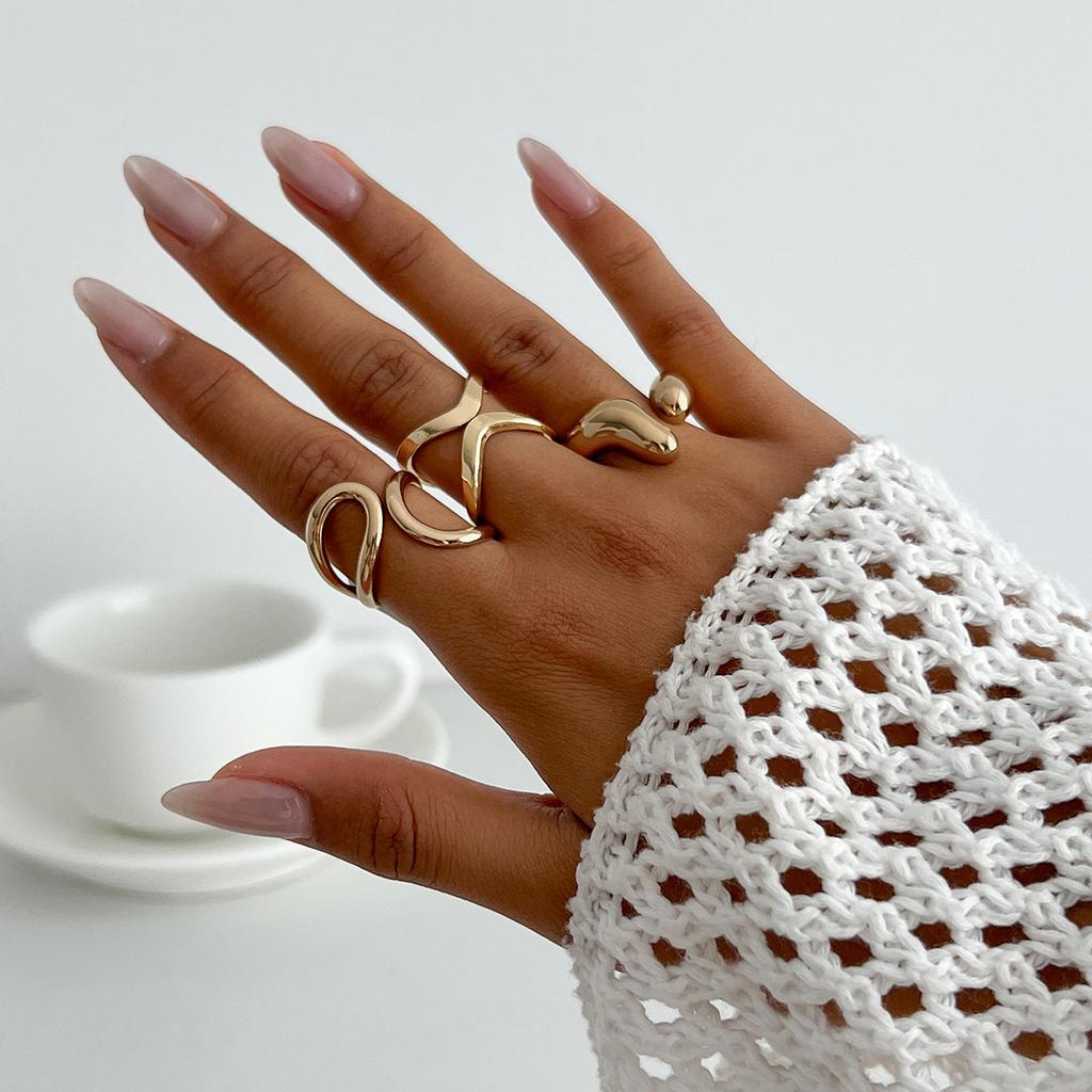 2025 New Vintage Punk Metal Rings Set for Women Aesthetics Jewelry Gift Gold Silver Color Irregular Geometric Knuckle Joint Ring Opening Jewelry