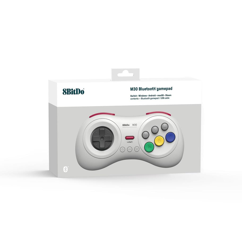 8Bitdo M30 Bluetooth Gaming Controller, 6-Button Gamepad for NS Switch/Switch 2, Windows, Android, macOS, Steam, and Respberry Pi (White)
