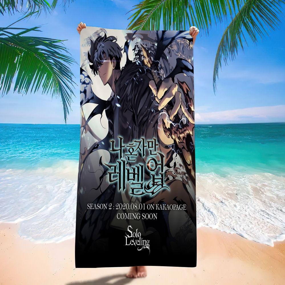 Anime Solo Leveling Microfiber Beach Towel Absorbent Quick Dry Soft Yoga Swimming Resort Mountain Climbing Towel