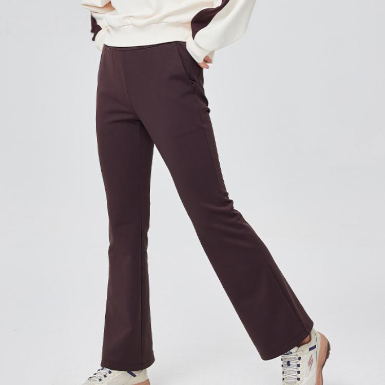 Skechers Outdoor Series Solid Color Knitted Breathable Flared Casual Pants Women bottoms Cocoa-Berry L424W009-04AV
