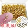 300pcs DIY Small Tiny Mini Eye Pins Eyepins Hooks Eyelets Screw Threaded Gold Clasps Hooks Handmade For Jewelry Findings Making