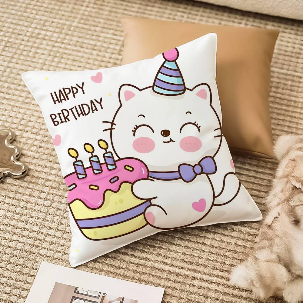 Anime Cute Cat Kitty Pillow Case Anti-dustmite Invisible Zipper Sofa Bed