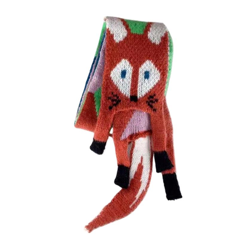 

Осень Новый Шарф Лиса из Пряжи Ручной Работы Детский Теплый Шарф Вязаный Мультяшный Универсальный Высококачественный Шарф