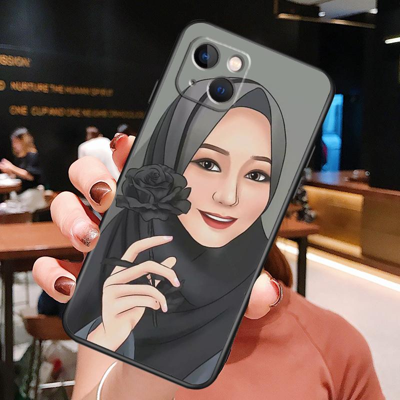 

Muslim Arabic Hijab Girl Phone Case For iPhone 16 Pro Max 15 14 13 11 12 Pro Max Plus 12 13 Mini XR 16e Funda Cover iPhone 16 Plus