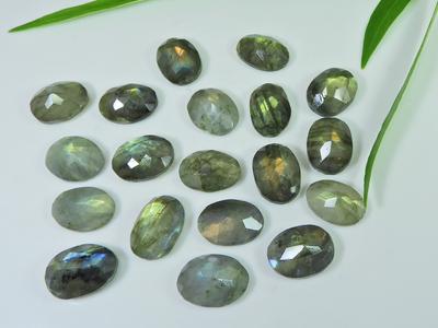 11X15MM Natural Labradorite Checker Cut Oval Cabochon Gemstone 19 Pcs Lot LM-1200