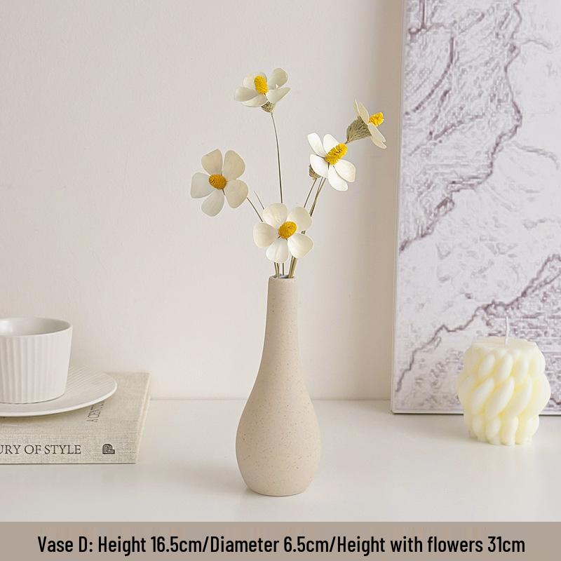 Cream Style Decorative Vases for Living Room, Bedroom, or TV Cabinet with Dried Flowers