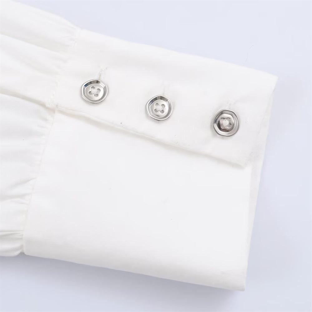 Winter 2025 European & American Style Beaded Lapel Poplin Shirt