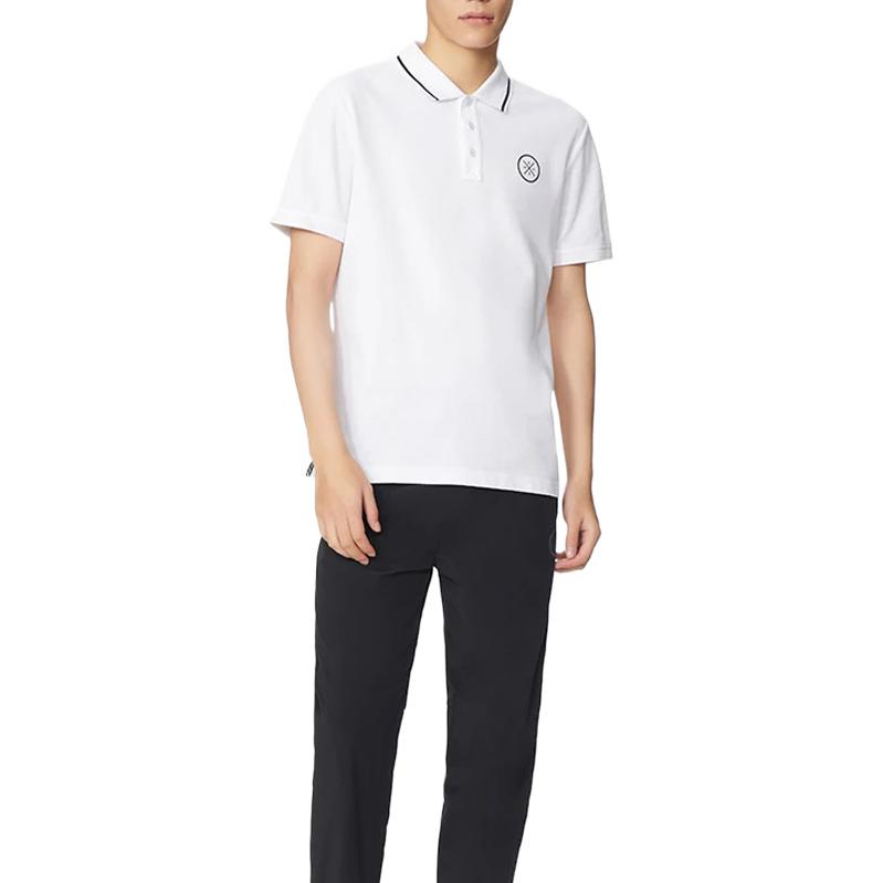 Li-Ning Polo de Color Sólido Serie Wade con Logotipo Tops para Hombre Blanco APLS091-2