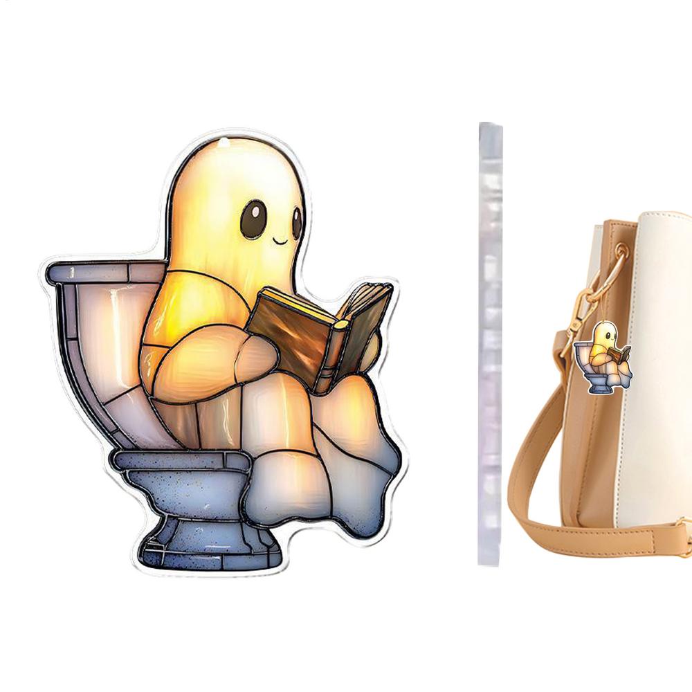 Ghost Ornaments For Tree Reading Ghost Halloween Tree Ornaments Bag Charm Halloween Decorations 2D Acrylic For Indoor Outdoor