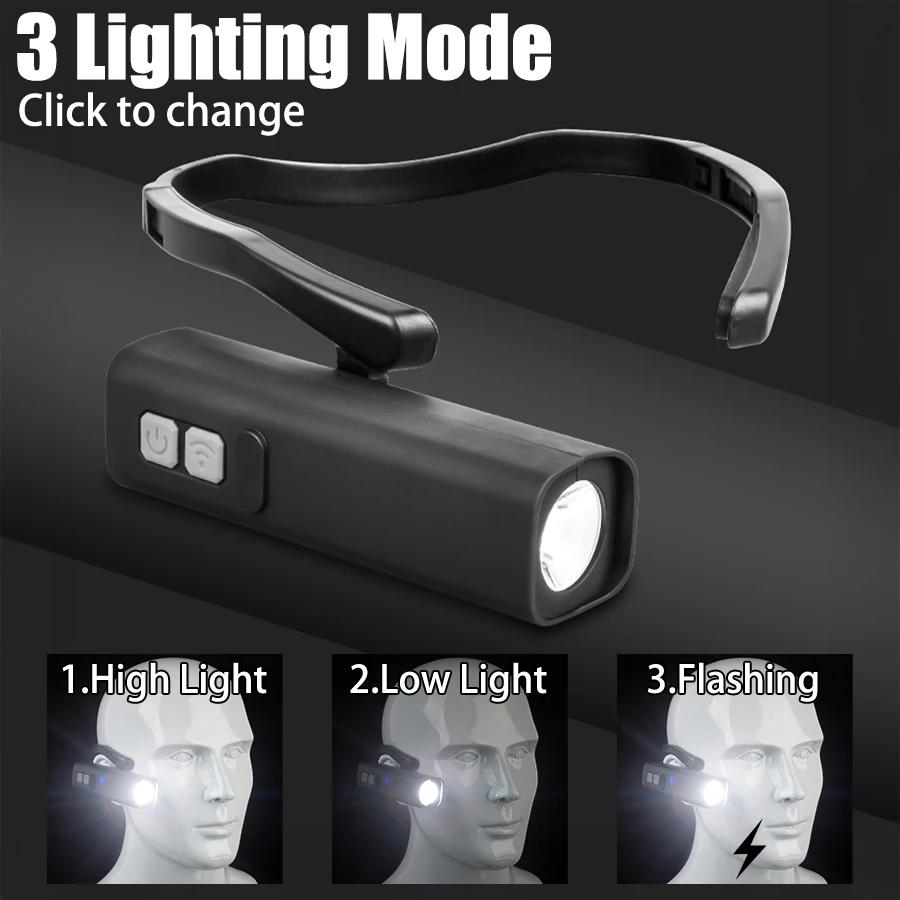 New Sensor Headlamp USB Rechargeable Led Flashlight Ear Headlight Headtorch Outdoor Waterproof Camping Running Fishing Lantern