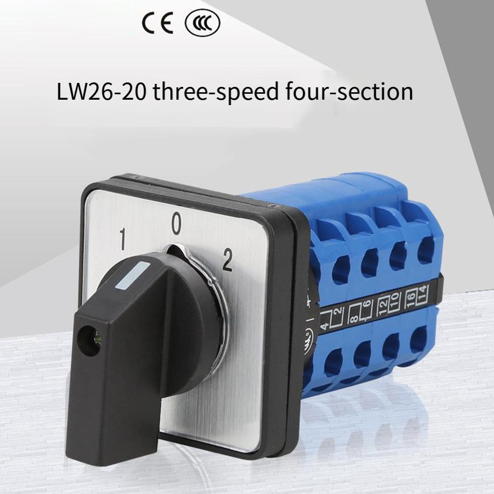Cam Transfer Rotary Switch 660V 20A 3 Position with 4 Poles 16 Terminals for Use in Industrial and Electrical Control Systems