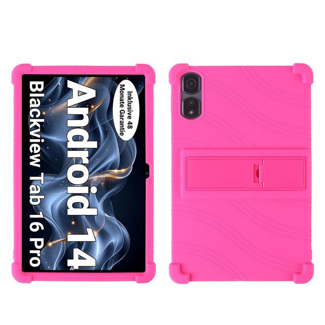 

Adjustable Stand Case for Blackview Tab 16 Pro 2024 11.0 inch Soft Silicone Tablet Cover Kids Safe Shockproof Protective Shell Tab 16 Pro 2024 рожевий червоний колір