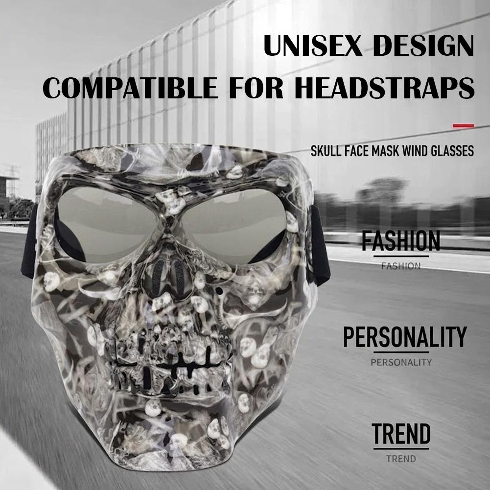 Motorcycle Goggles Face Shield Skull Mask with Goggles Full Face Tactical Mask for Motocross Helmet Moto Ghost Decor Accessories