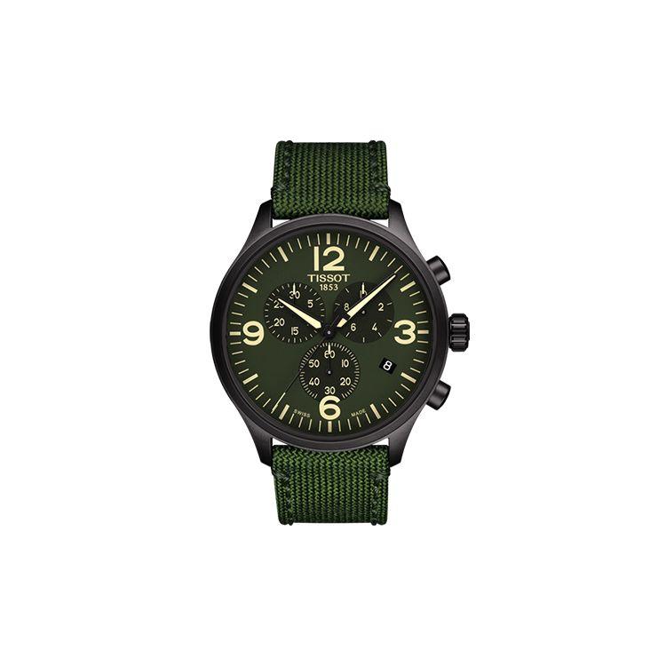 TISSOT Montre  S&eacute;rie Speedmaster Mouvement Quartz &Eacute;tanche 100m Bo&icirc;tier 45mm Cadran Vert Acier Inoxydable Rev&ecirc;tement PVD Bracelet en Tissu T116.617.37.097.00 Regular Watch