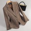 Women Long Sleeve Woolen Suit Jacket Autumn Winter Coat Ladies Office Wool Blazer Female Formal Blazer Thick Outerwear