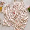 Sweet And Cool Girl Ice Silk Pajamas Women'S Summer Short-Sleeved Trousers Casual Lazy Style Loungewear Can Be Worn Outside