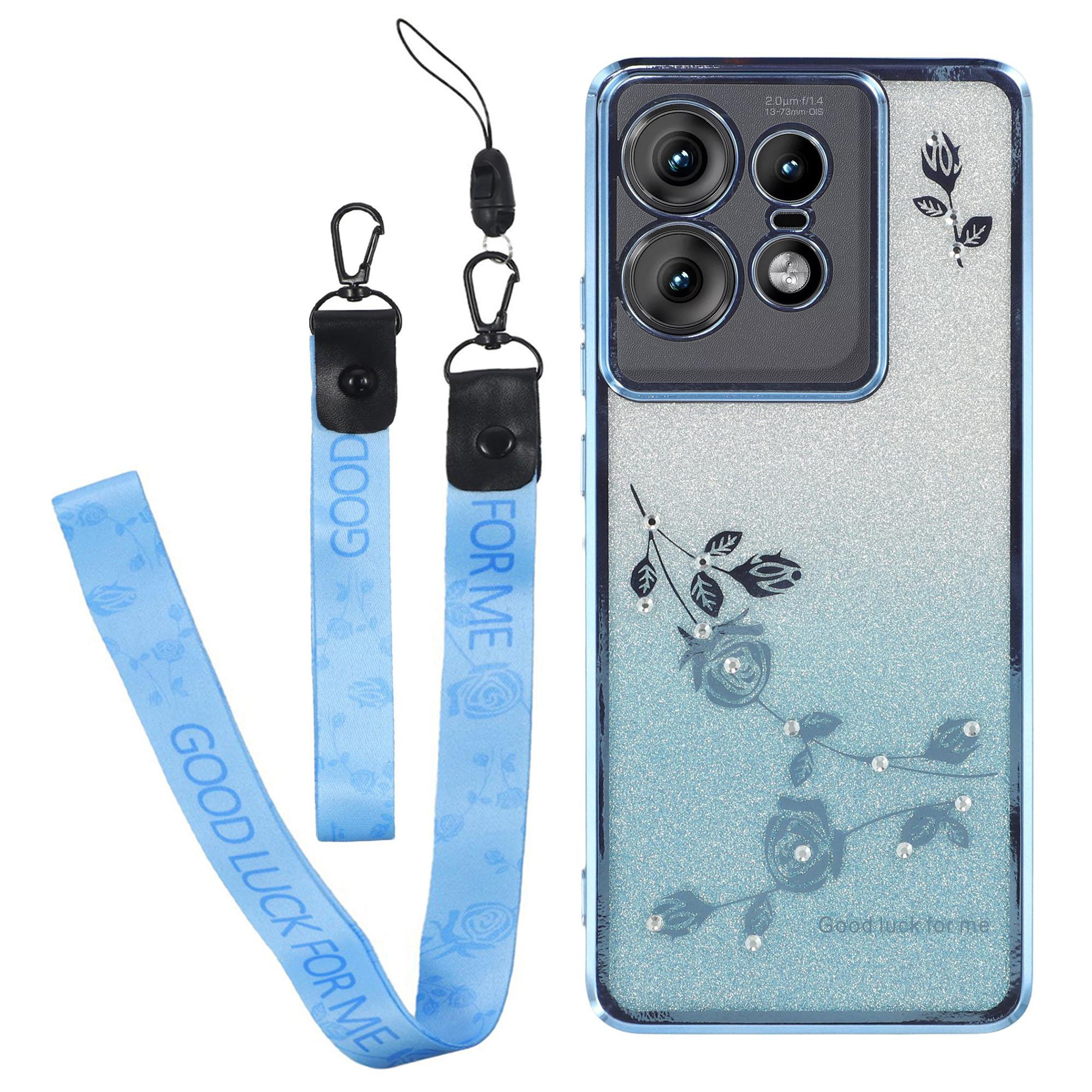 

KADEM Чехол для Motorola Edge 50 Pro 5G Градиентный ТПУ Противоударный Чехол для Телефона со Шнурком Blue