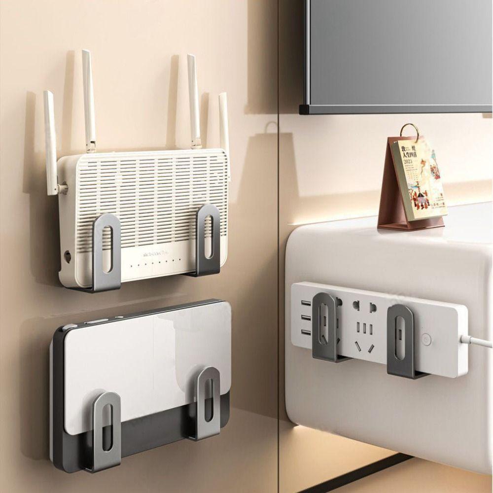No Drill Router Power Strip Holder Carbon Steel Wall Support Bracket Durable Wifi Placement Rack
