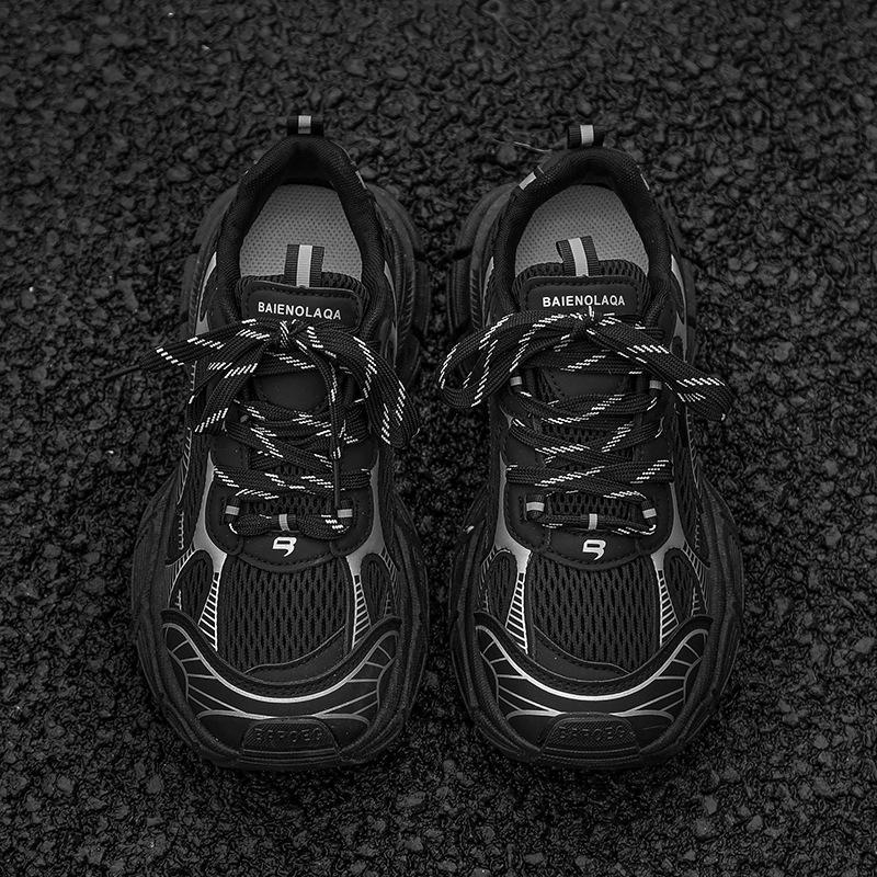 2023 Мужские сетчатые дышащие кроссовки с низким верхом толстая подошва повышенная амортизация повседневные кроссовки YH917 42 чёрный 2389₽