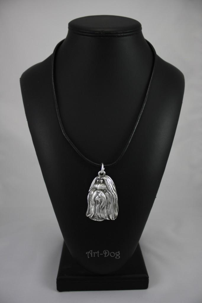 Shih Tzu, Crisântemo Cachorro - Colar para cachorro em caixa de presente, medalhão banhado a prata para fã de cachorro, pingente marcante da marca Art-Dog