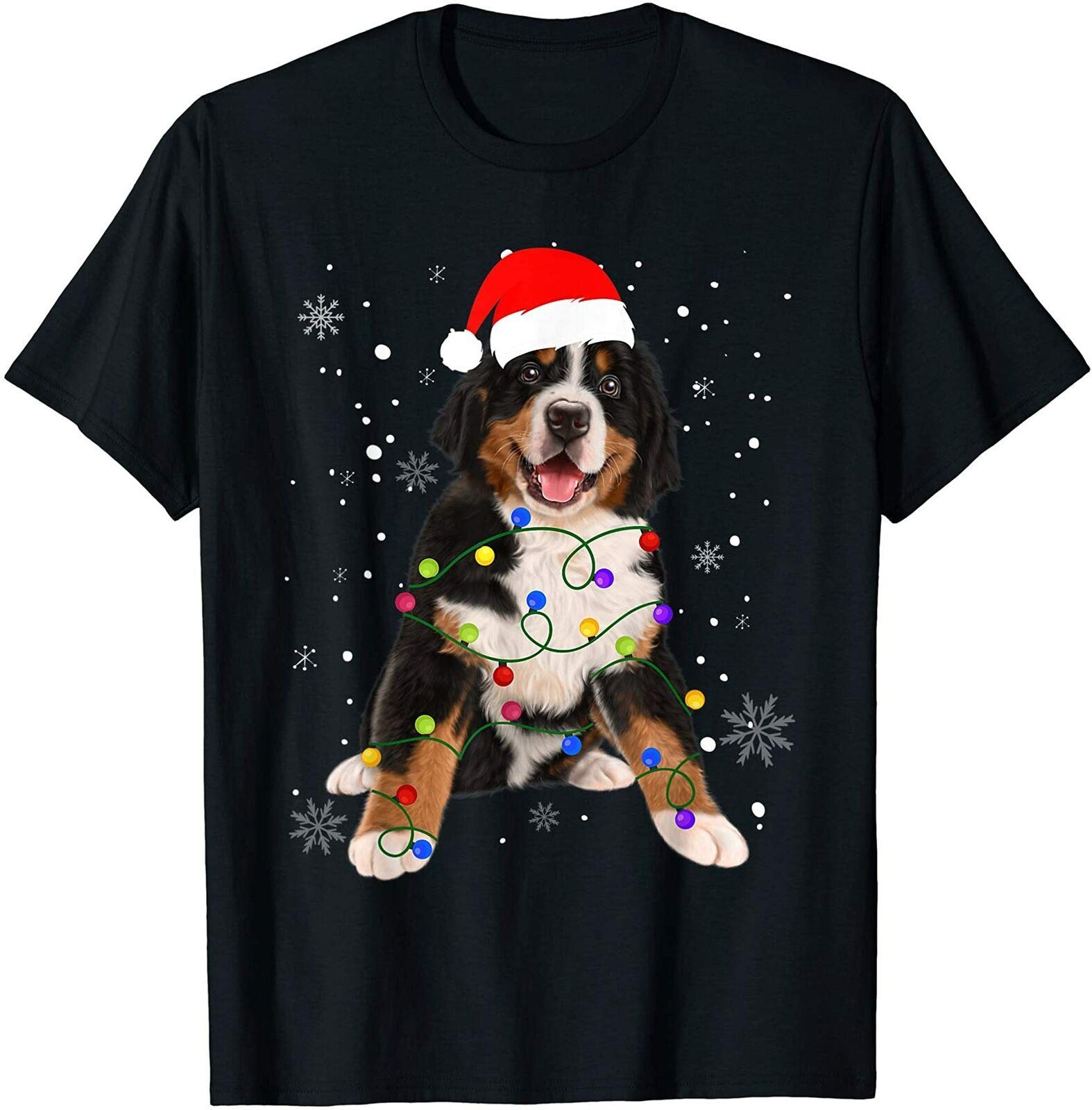 

Funny Bernese Mountain Dog Christmas Lights Xmas Gift Mens T Shirt New 100 Cotton Short Sleeve ONeck Tshirt Casual Unisex Top S