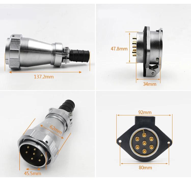 WEIPU WY48 TI+ZG IP67 5pin 7pin 20pin 27pin 38Pin 42Pin Industry Aviation Automotive Connector Adapter Male Female Plug Socket