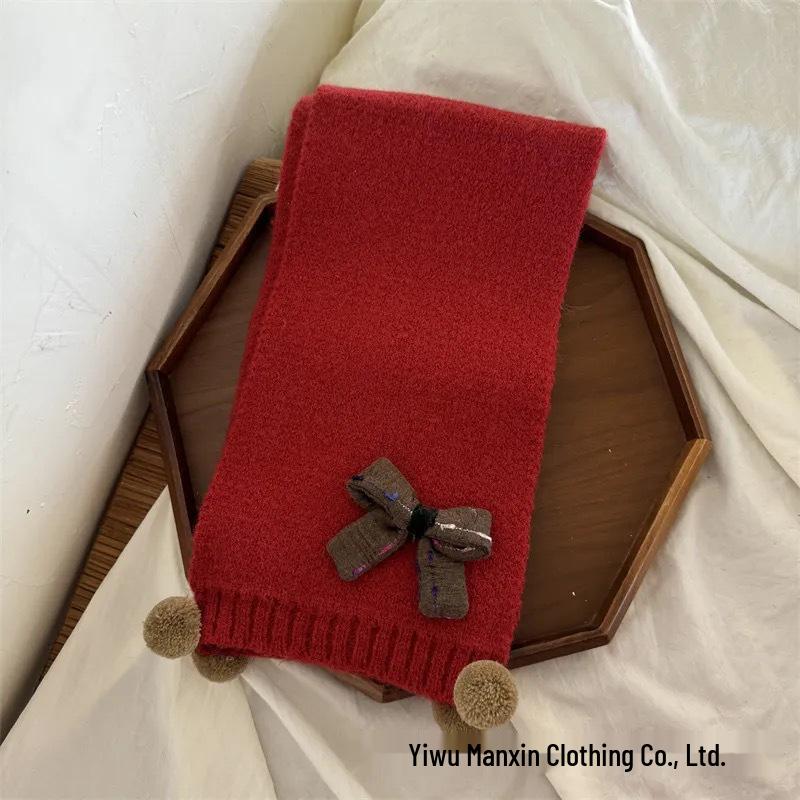 Red Series Children's Winter Scarf: Festive Knitted Neck Warmer for Boys & Girls