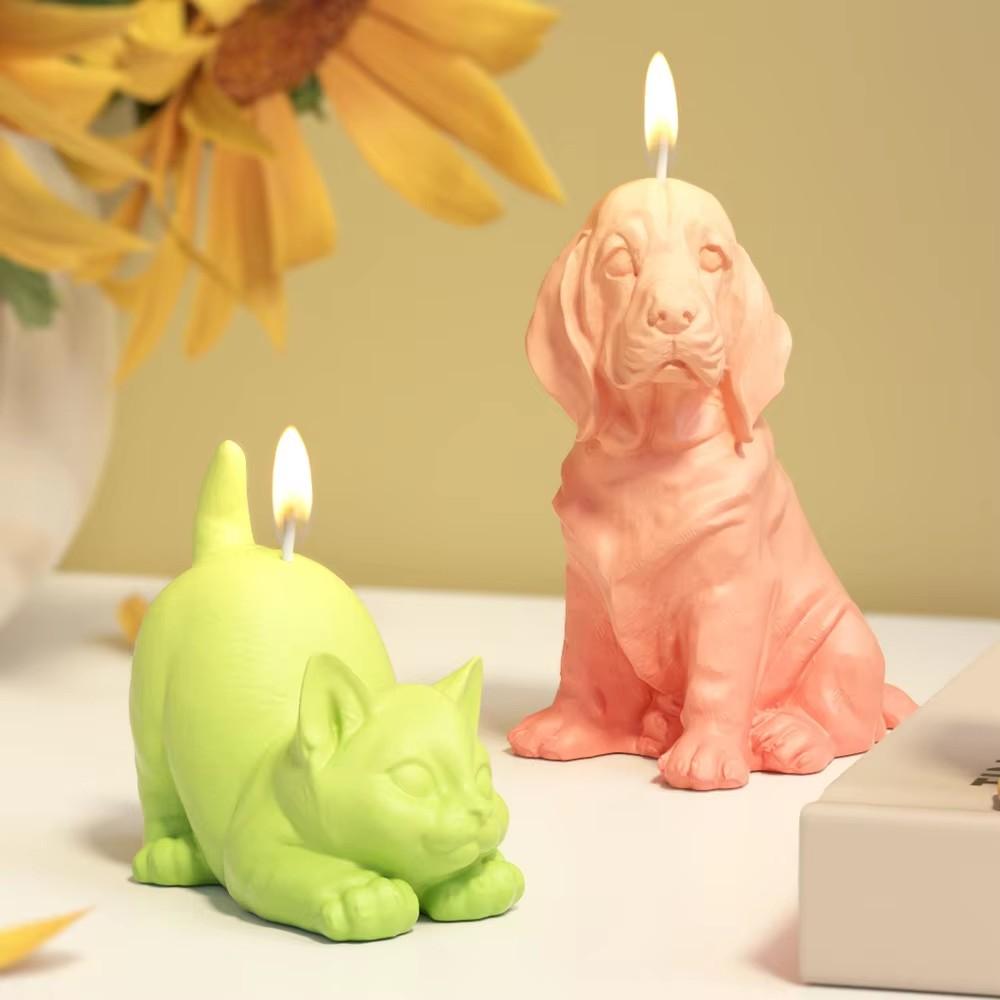 Sitting Labrador Puppy Silicone Mold for Scent Candle Animal Cat Resin Mould Kitten Gypsum Making Smile Dog Shape Birthday Gifts