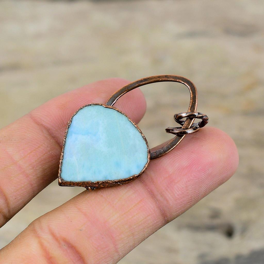 Larimar Pendant Electroformed Copper Pendant Handmade Electroformed Jewelry Very Pretty Gemstone Pendant Larimar Copper Jewelry Gift For Her