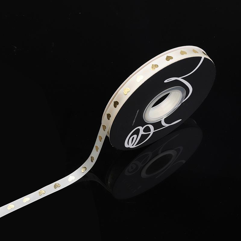 Gold-stamped Polyester Gift Ribbon Bow for Cakes & Floral Packaging
