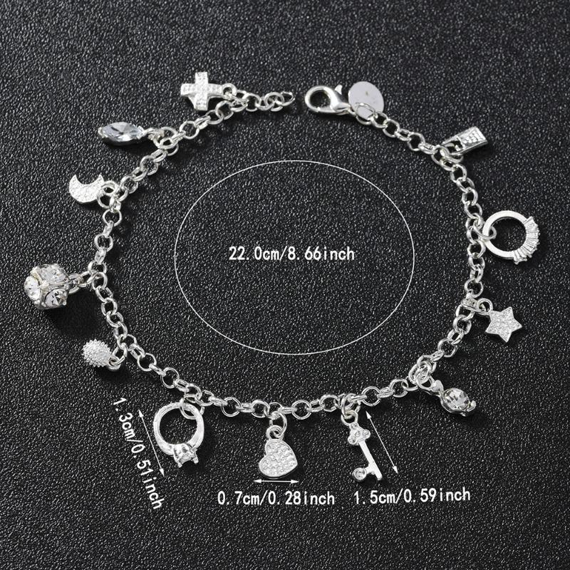 Hot-selling Silver Fashion Thirteen Pendant Bracelet Women's Multi-element Jewelry