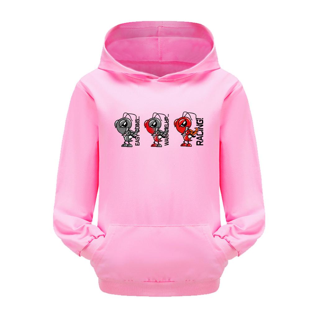 4814 Kids Boys Girls Marquez Motorcycle Print Hooded Sweatshirt Pocket Long Sleeves Hoodies 110cm розовый